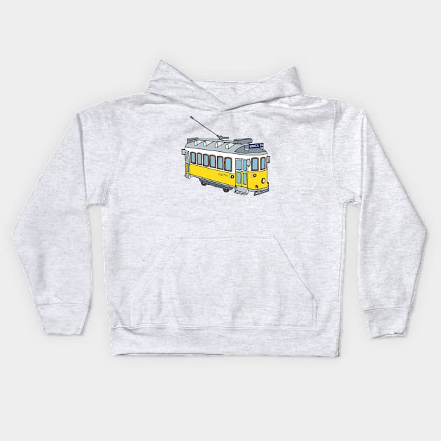 Lisbon Tram Kids Hoodie by lamaisondulapino